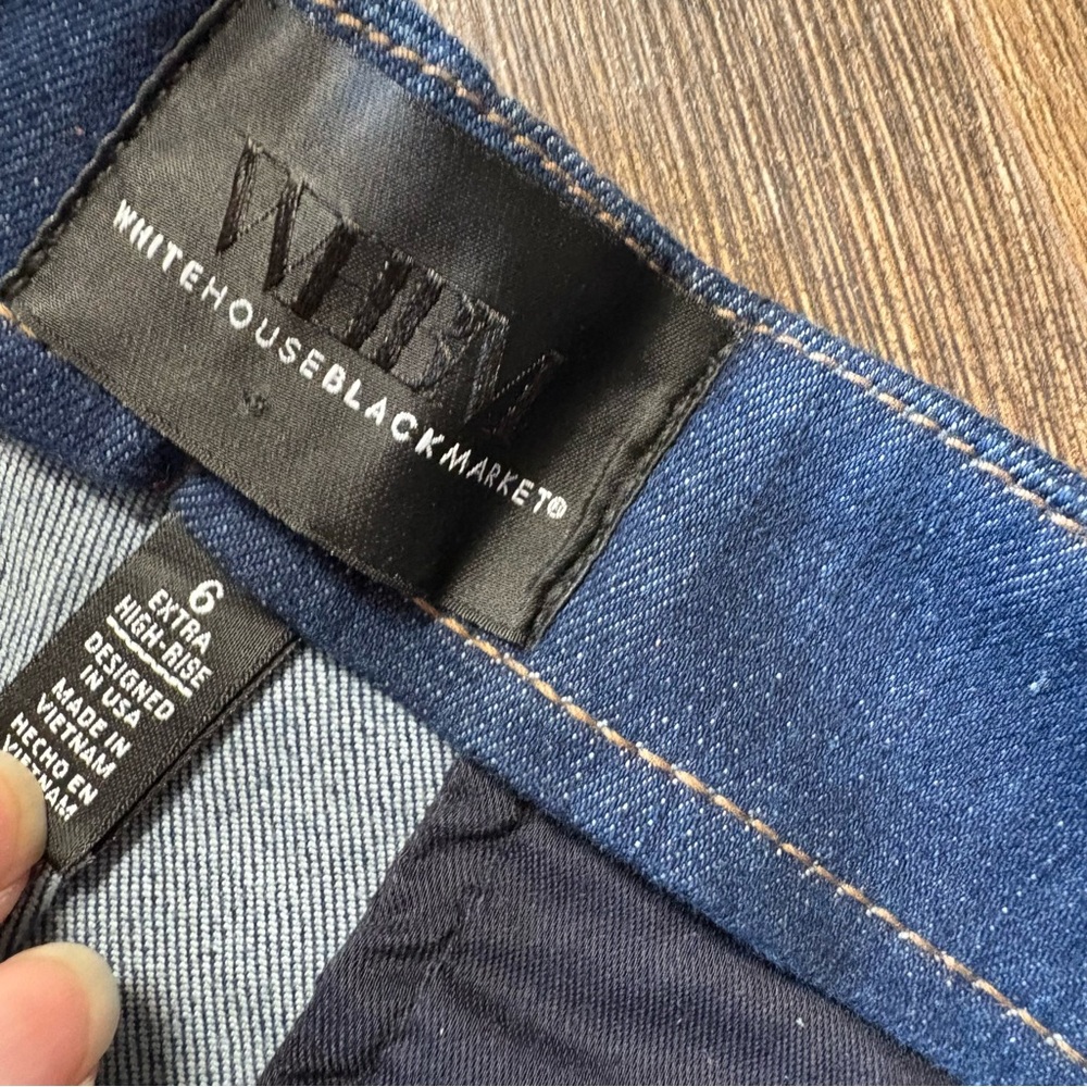 WHBM Extra High-Rise Sculpt Denim Trouser Dark Wash - Picture 5 of 8